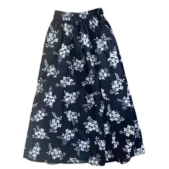 Kate Spade New York Women's Black and White Floral Maxi Skirt with pockets XXS - Picture 1 of 6